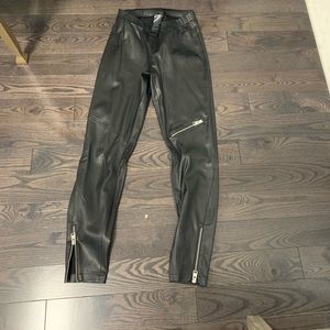 all saints vegan leather leggings with zippers